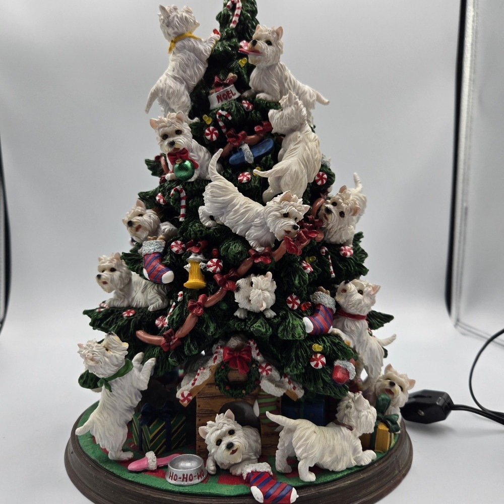 Danbury Mint Westie Christmas Tree Dog West Highland Terrier Lighted‎ Rare read